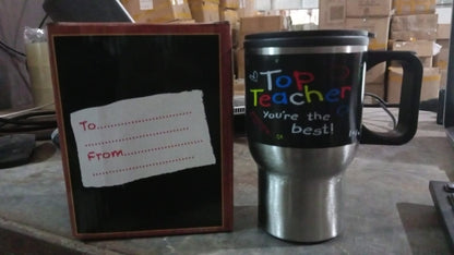 Stainless Steel Insulated Travel Mug - Double-Walled Vacuum Cup Lid & Handle, Tumbler