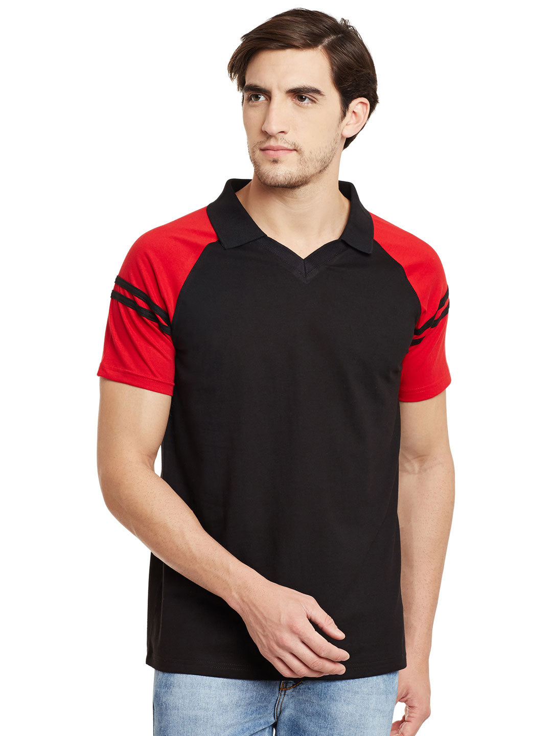 Black/Red Polo Neck T-Shirt