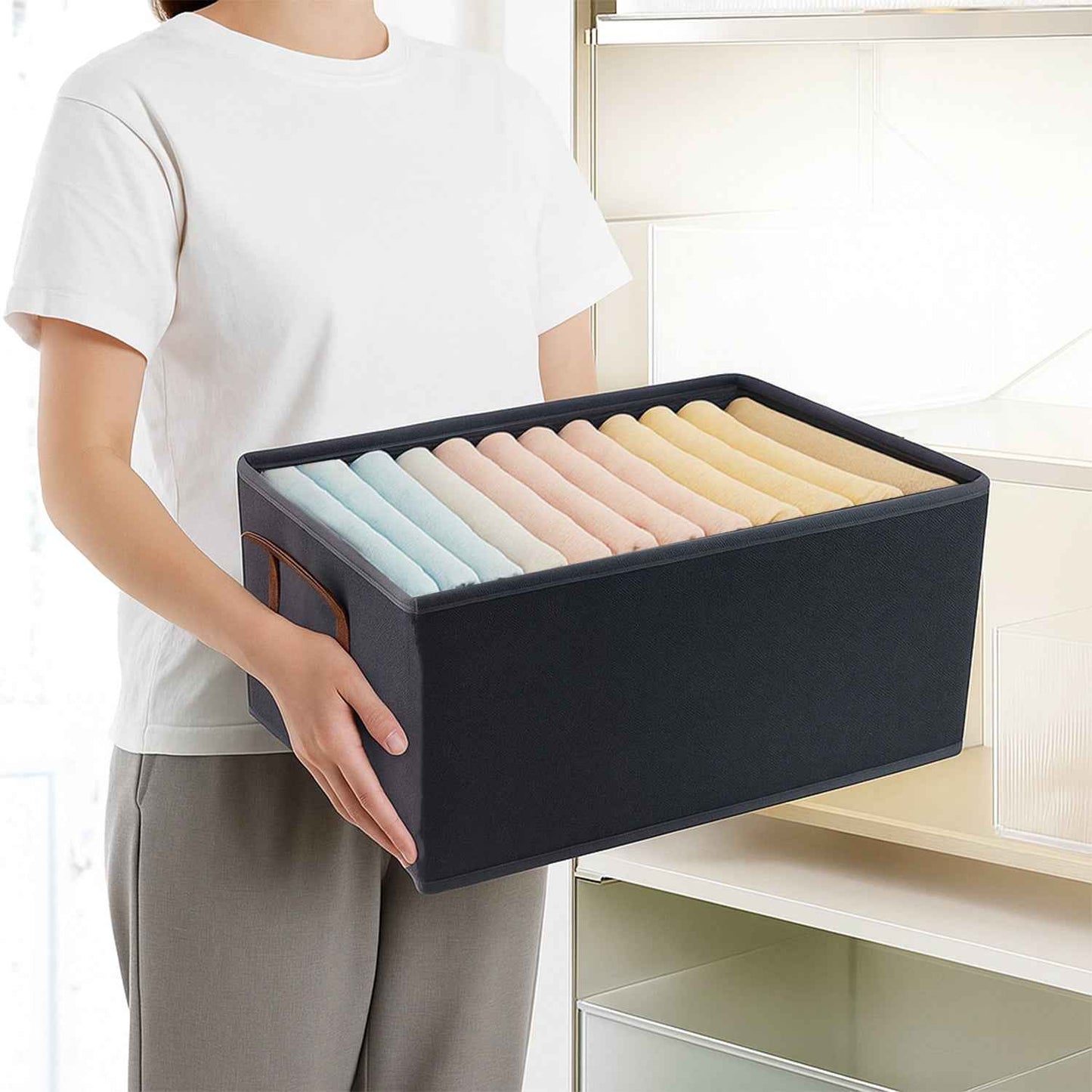 Foldable Rectangular Storage Box with Handle (46x28 cm / 1 Pc)