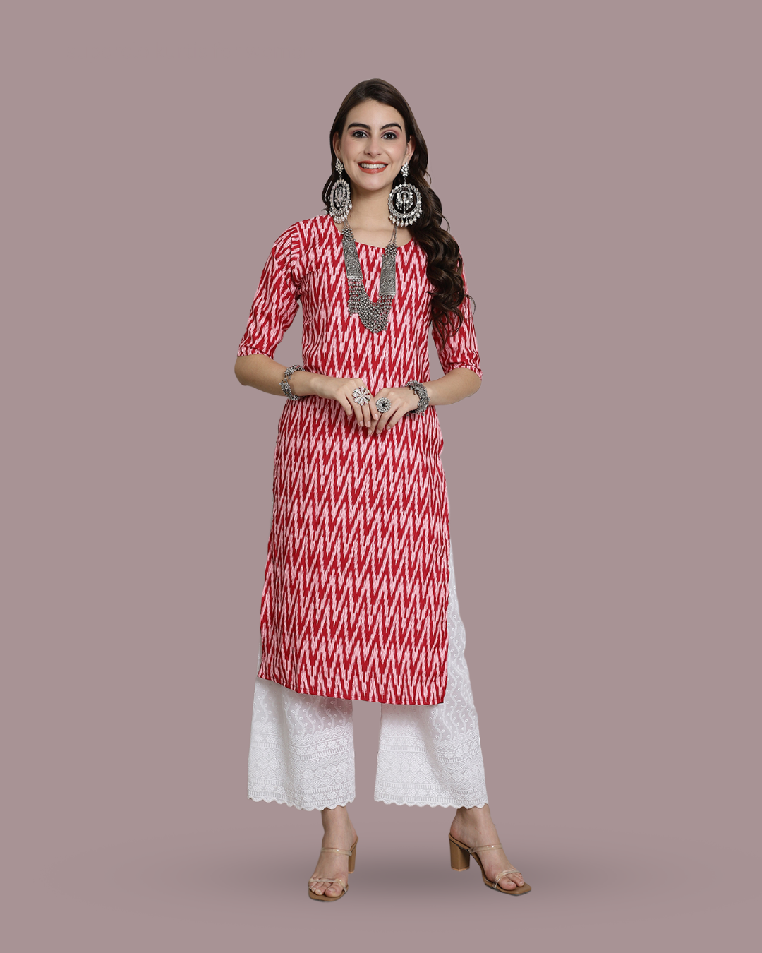 Bubblegum Zigzag Printed Kurta 