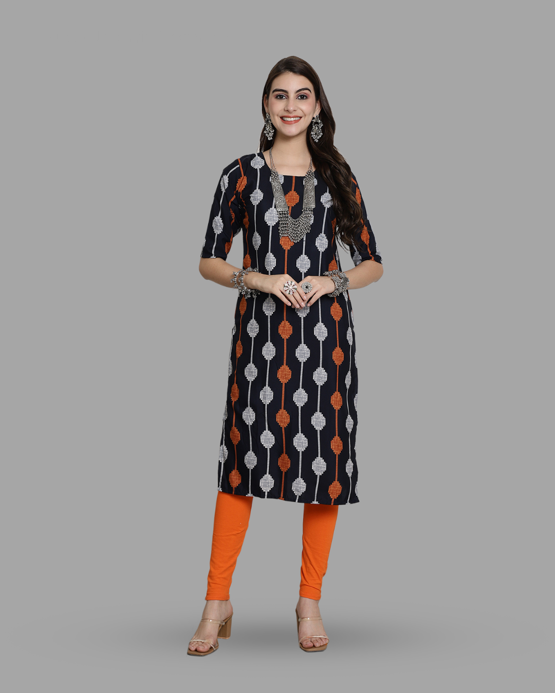 Color Block Print Kurta 