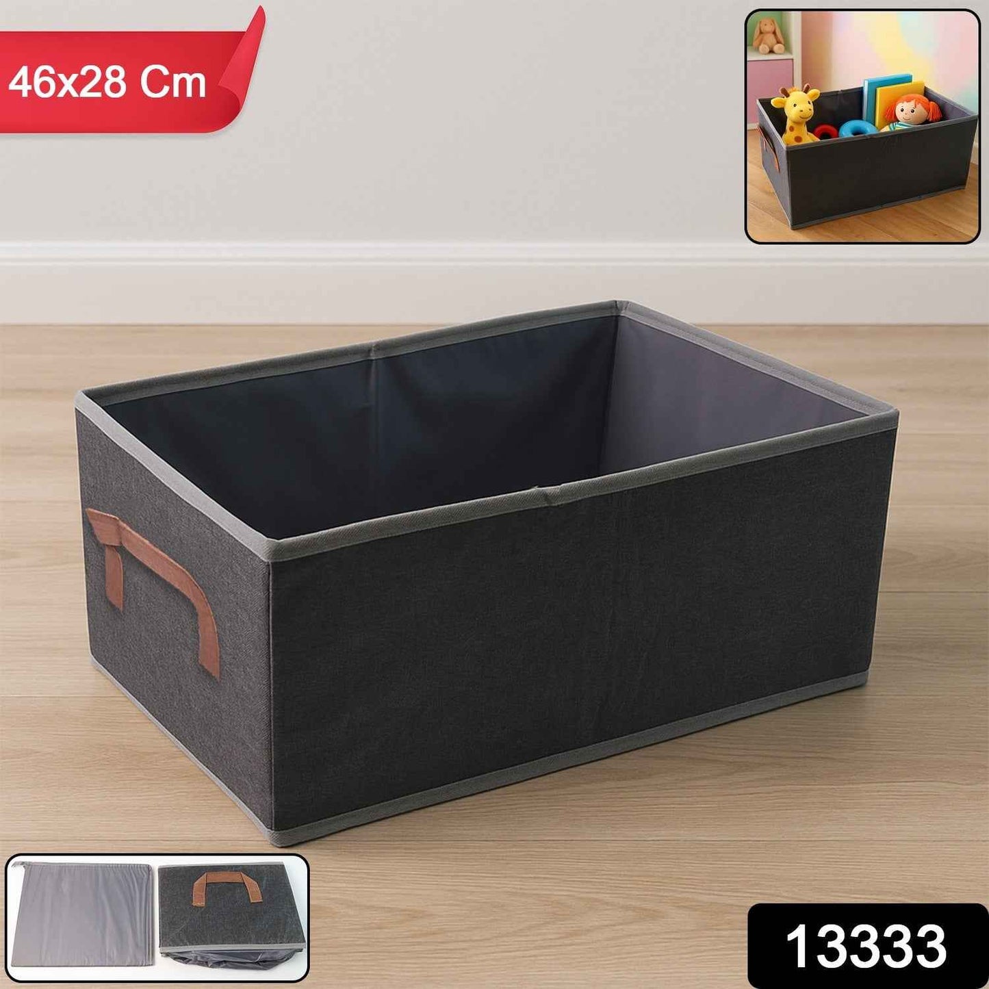 Foldable Rectangular Storage Box with Handle (46x28 cm / 1 Pc)