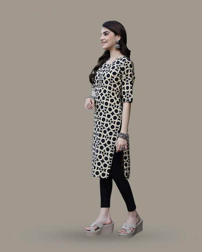 Ring Pattern Black Kurta 