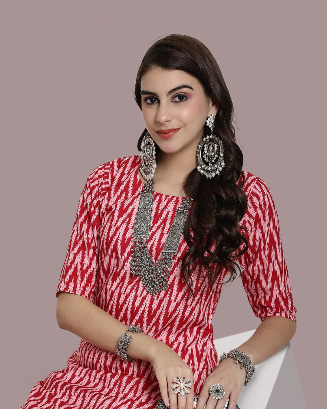 Bubblegum Zigzag Printed Kurta 