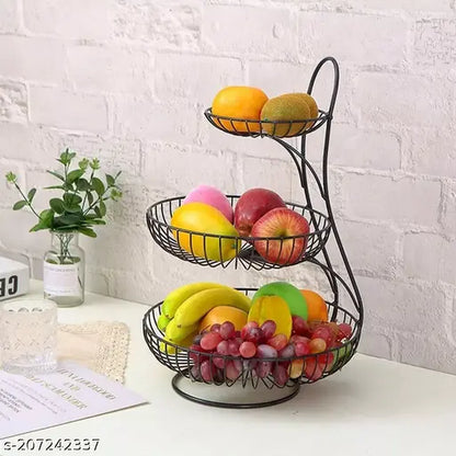 Kraphy 3 Tier Steel Fruit and Vegetable Basket for Kitchen 