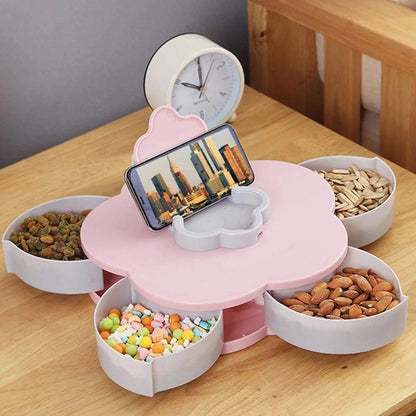 Flower Petal Shaped Candy Rotating Box Embellishment Storage- Bloomzo™ Storage Boxes & Bins Pink Bloomzo™ Zaavio®