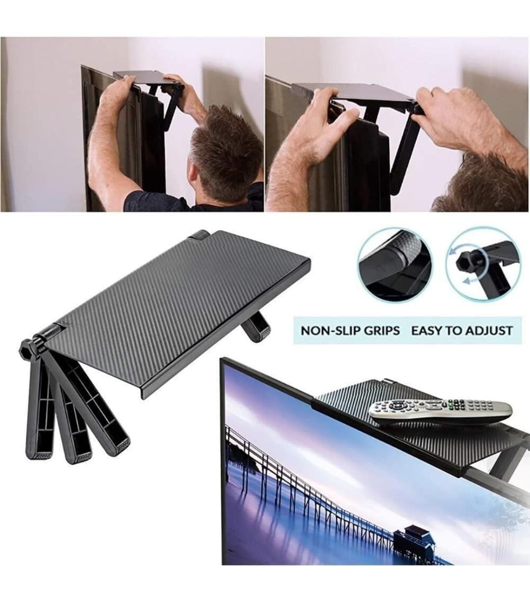 Adjustable Non Slip TV Screen Top Shelf