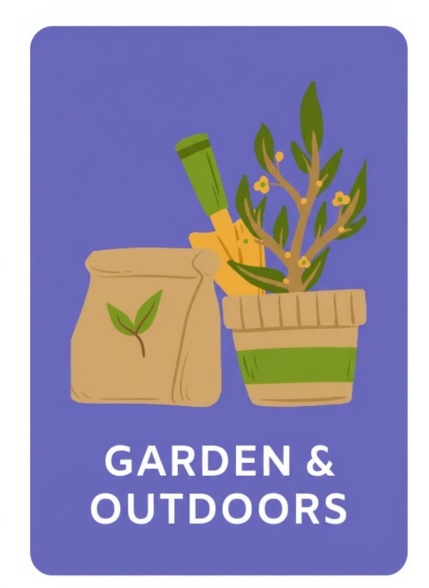 Garden & Outdoors with purple background