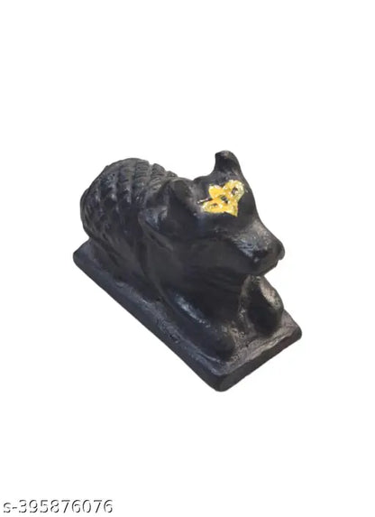 Black Marble Shiva Nandi With Painted Tilak For Daily Pooja Purpose Home| Temple| Office