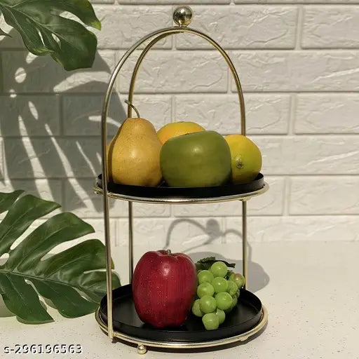 Kraphy Metal cup cake stand 2 tier Black and gold multipurpuse serving stand perfect for wedding parties and special occasion 