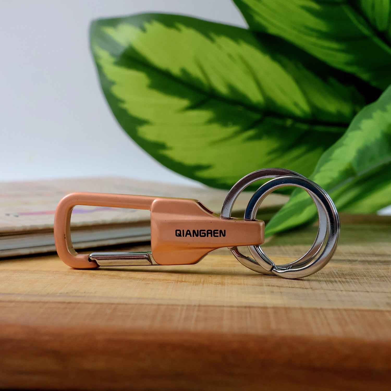 Premium Metal Keychain Carabiner Clip Hook with Dual Key Rings (1 Pc)