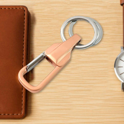 Premium Metal Keychain Carabiner Clip Hook with Dual Key Rings (1 Pc)