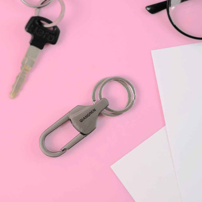 Premium Metal Keychain Carabiner Clip Hook with Dual Key Rings (1 Pc)