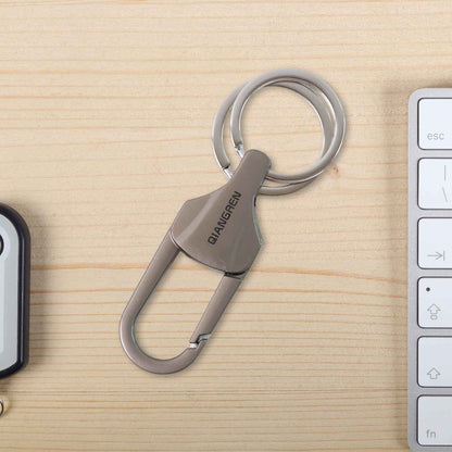 Premium Metal Keychain Carabiner Clip Hook with Dual Key Rings (1 Pc)