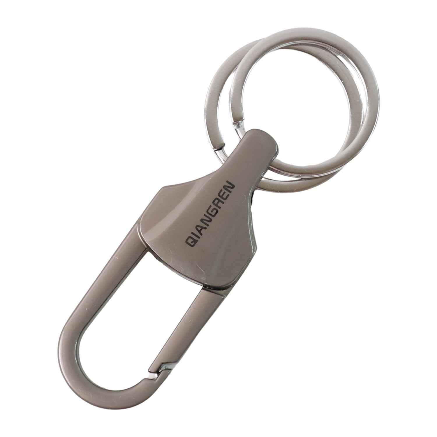 Premium Metal Keychain Carabiner Clip Hook with Dual Key Rings (1 Pc)