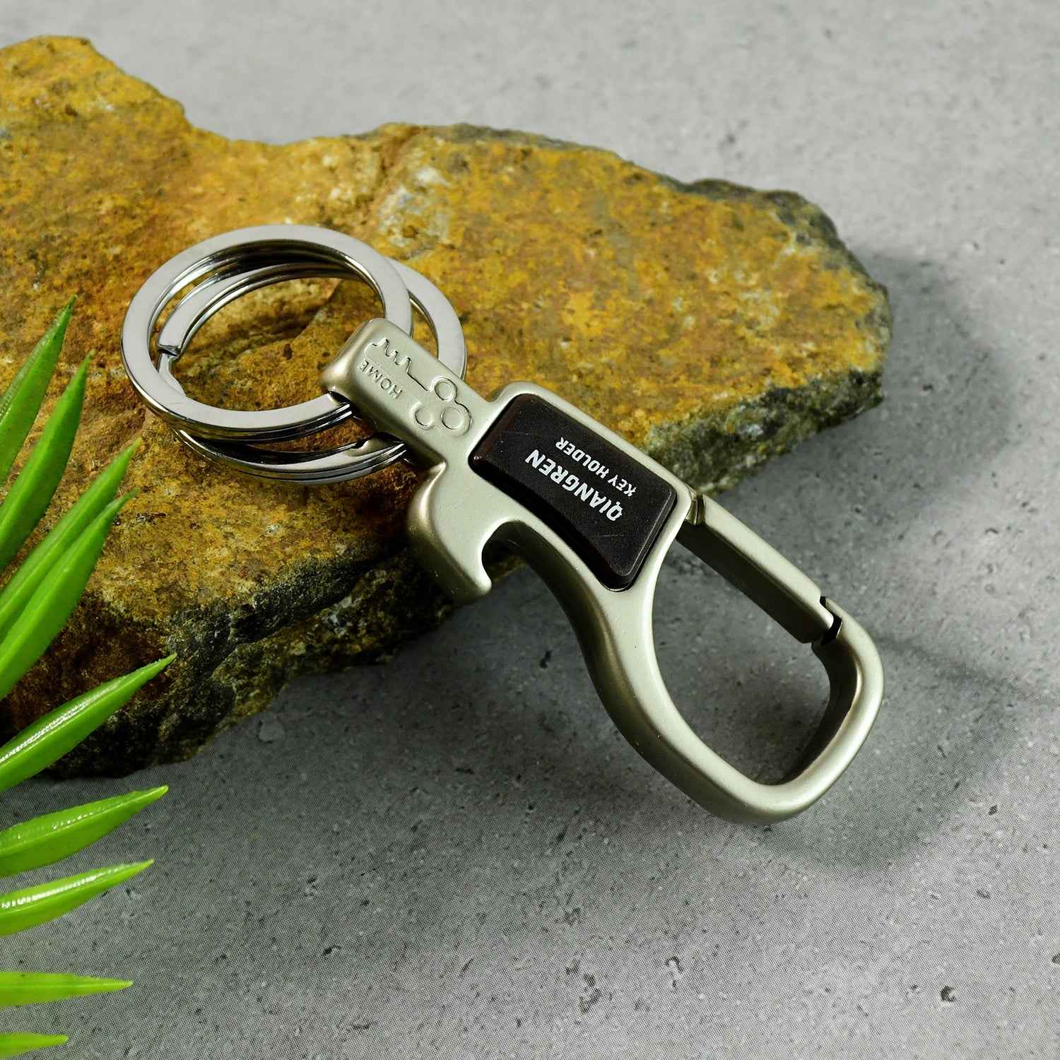 Premium Metal Keychain Carabiner Clip Hook with Dual Key Rings (1 Pc)