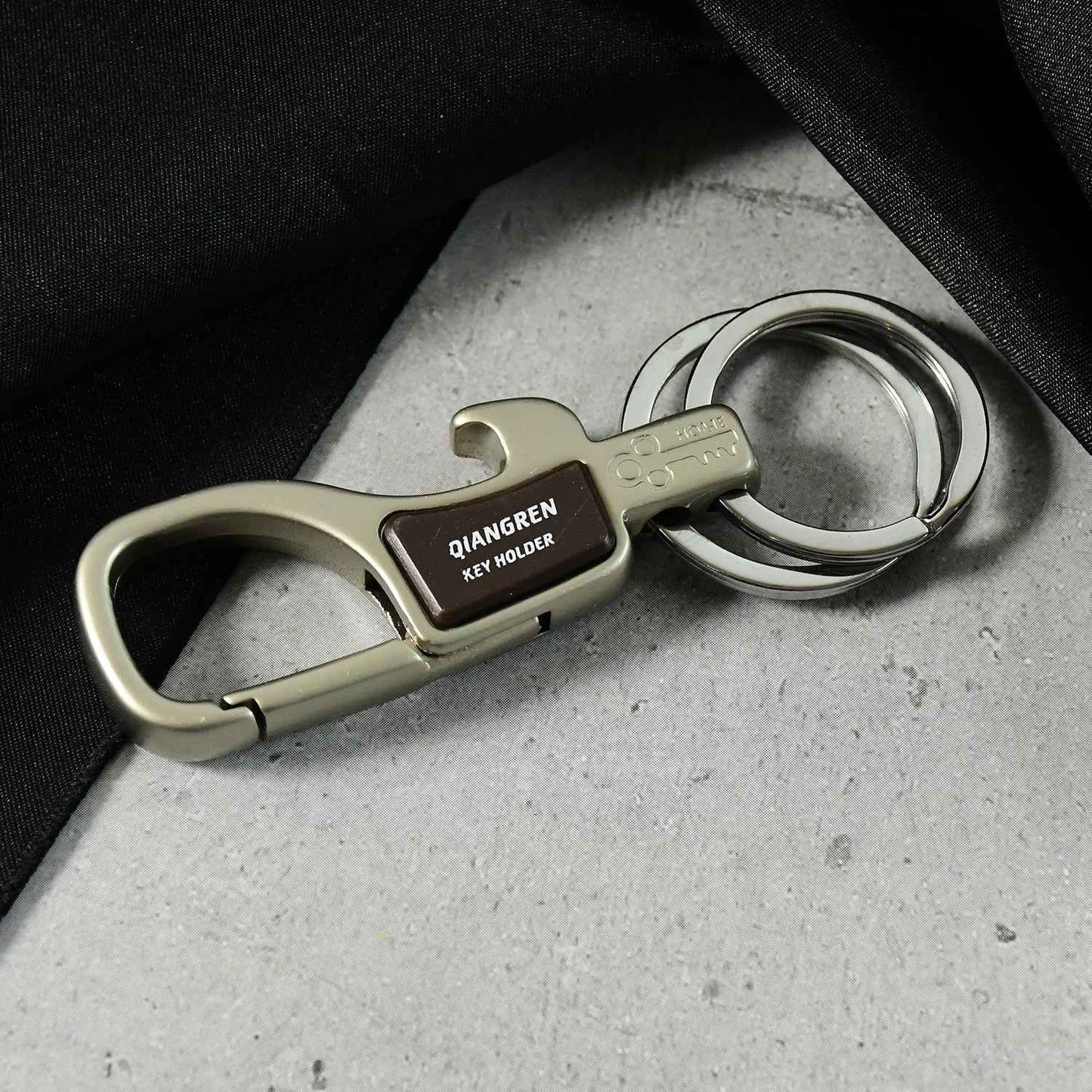 Premium Metal Keychain Carabiner Clip Hook with Dual Key Rings (1 Pc)