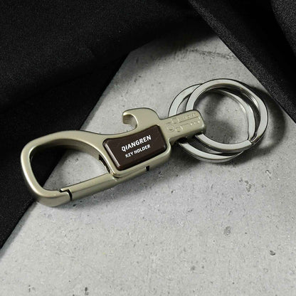 Premium Metal Keychain Carabiner Clip Hook with Dual Key Rings (1 Pc)