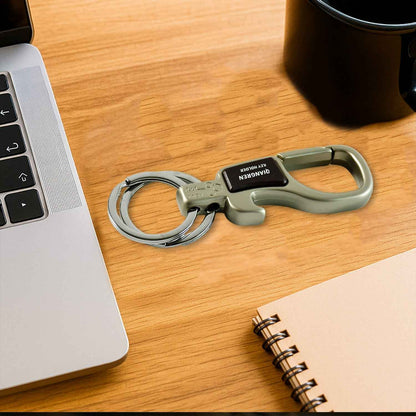 Premium Metal Keychain Carabiner Clip Hook with Dual Key Rings (1 Pc)