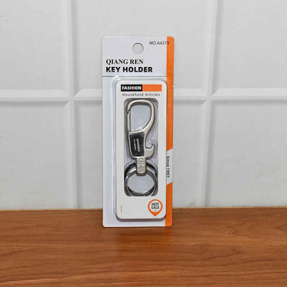 Premium Metal Keychain Carabiner Clip Hook with Dual Key Rings (1 Pc)