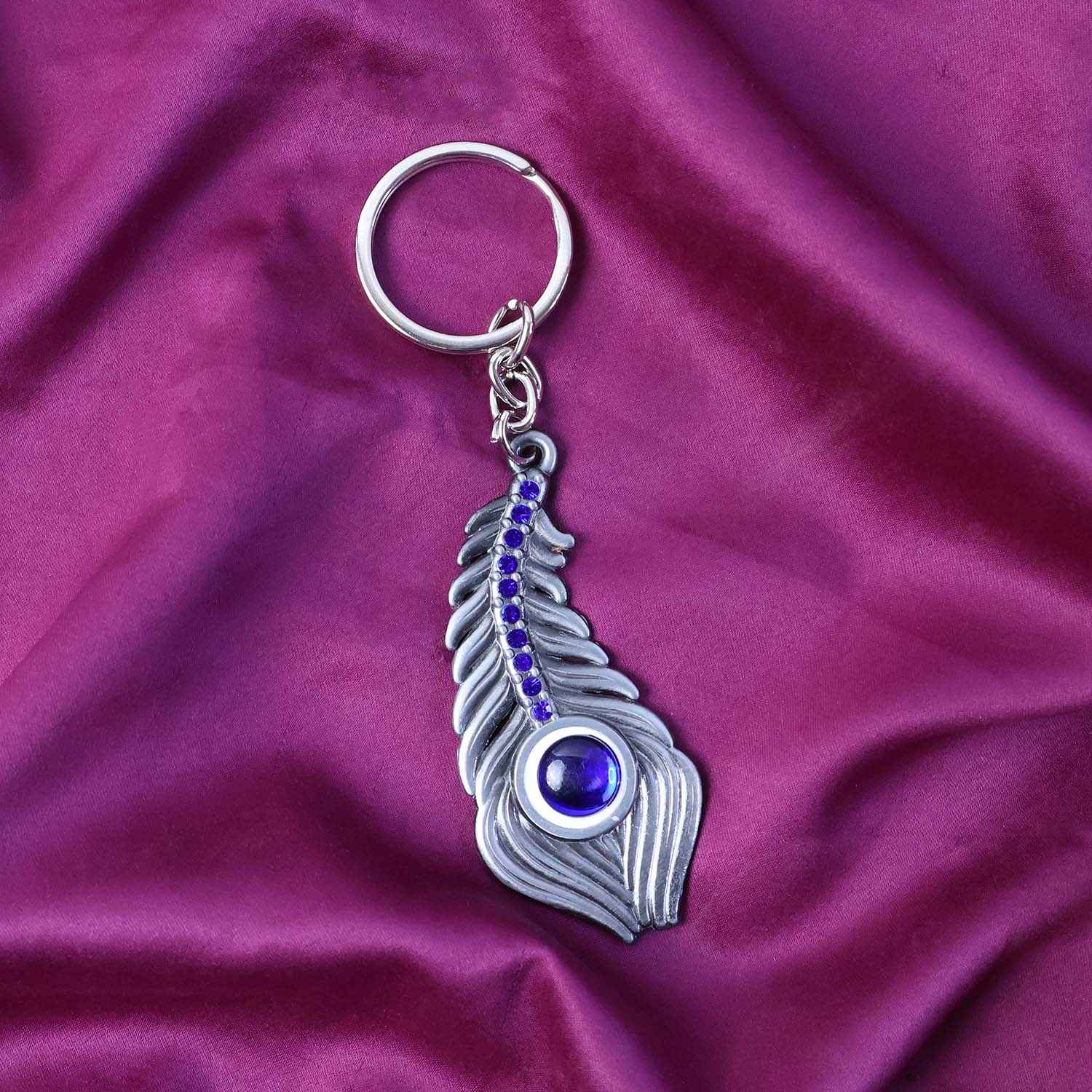 Elegant Metal Peacock Feather Keychain (1 Pc)