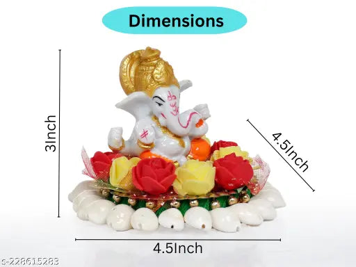 Crafonic Ganesha Idol for Home Décor|Car Dashboard Showpiece|Ganpati décor Decorative Gift (Multicoloured) | Height-7.6cm (Pagdi Ganesha)