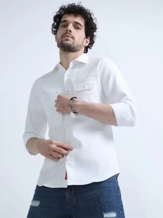 NEW trendy double pocket White shirt for men