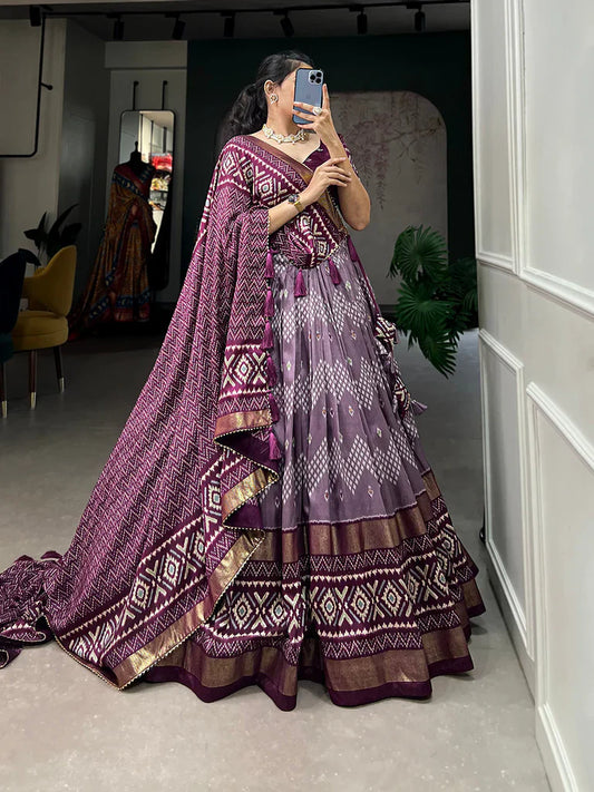 MULTI COLOR DOLA SILK DIGITAL PRINTED LEHENGA CHOLI