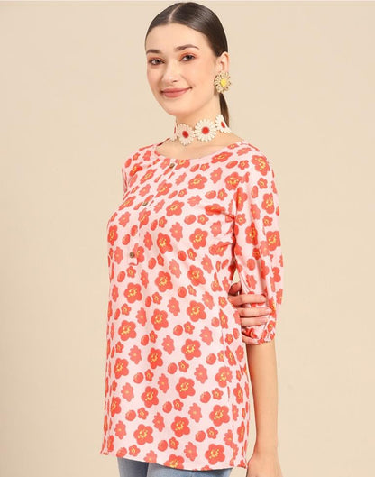 Orange Floral Printed Top 