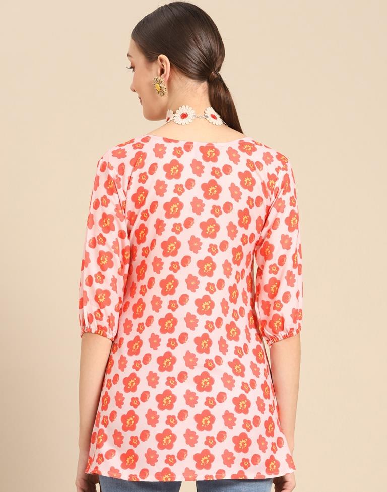 Orange Floral Printed Top 