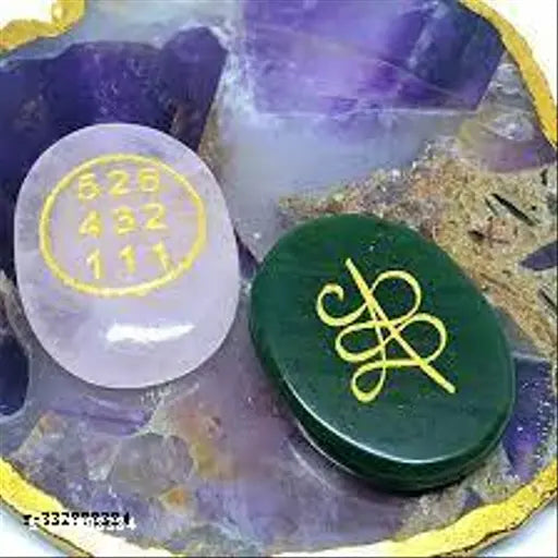 Combo of Rose Quartz & Green Jade Coin Money Cash Flow and Wealth Angle Number Abundance Pre-Energized Green Jade Stone Coin Money Switch Word and Zibu Symbol Oval Stone Coin to Attract.Oval Shape Cabochon Feng Shui Money Love Relation Coin.