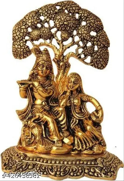 Radha Krishan Under Tree For Home,Temple,Office And Gifting Purpose Luck, Happiness and Prosperity Metal Size L-B-H-12.5x8x17 cm