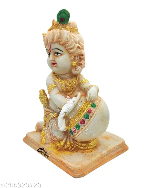 Bagla creations Polyresin Makhan chor gopal ji Statue idol for home office décor @21cm