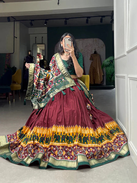 MULTI COLOR DOLA SILK DIGITAL PRINTED LEHENGA CHOLI