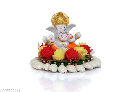 Crafonic Ganesha Idol for Home Décor|Car Dashboard Showpiece|Ganpati décor Decorative Gift (Multicoloured) | Height-7.6cm (Pagdi Ganesha)