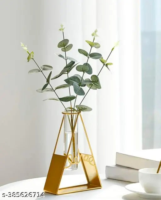 Kraphy Metal Frame Test Tube Glass Flower Vase Planter for Plants Home Décor 