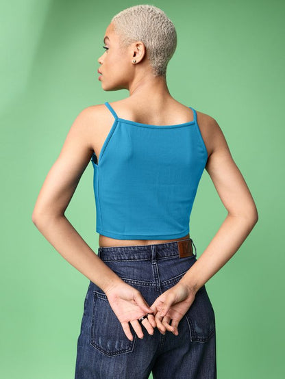 Women Teal Slim Top