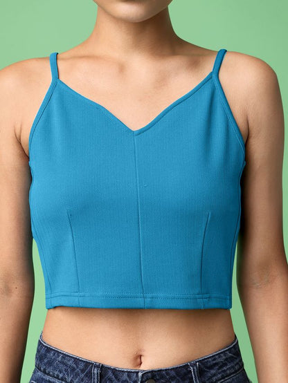 Women Teal Slim Top