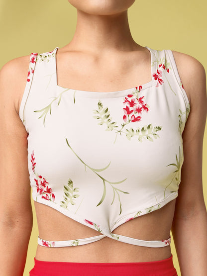 Tie-up Off White Crop Top