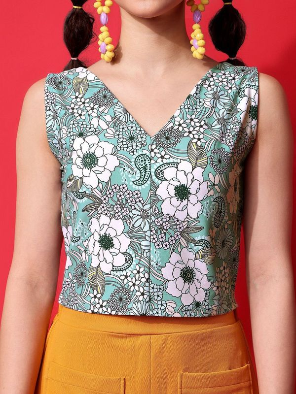 A Stylish Green Crop Top For Women 