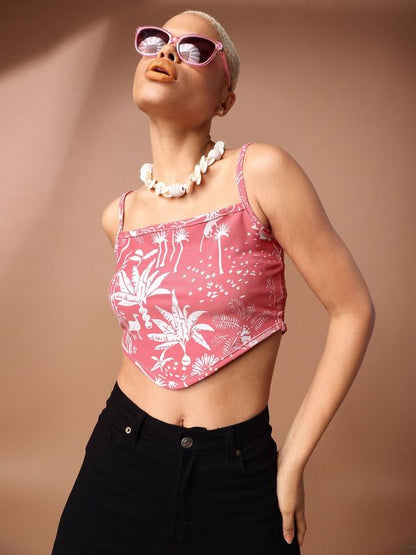 Pink Crop Top For Women 