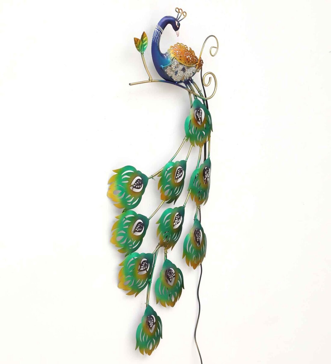 Asthetic Peacock Multicolor Metal LED Wall Art 