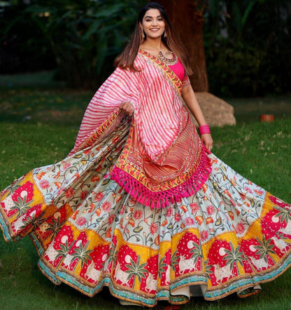 Multi Color Soft Butter Silk Digital Printed Lehenga Choli