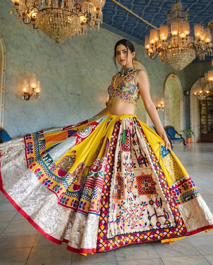 MULTI COLOR SOFT BUTTER SILK DIGITAL PRINTED LEHENGA CHOLI