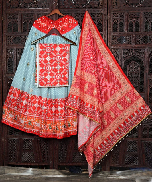 Multi Color Soft Butter Silk Digital Printed Lehenga Choli