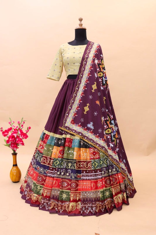 Multi Color Soft Butter Silk Digital Printed Lehenga Choli