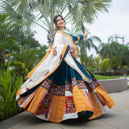 Lehenga Choli In Printed with Mirror Work - Chaniya Choli