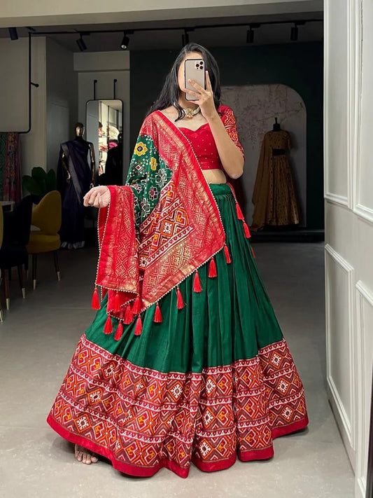 MULTI COLOR DOLA SILK DIGITAL PRINTED LEHENGA CHOLI