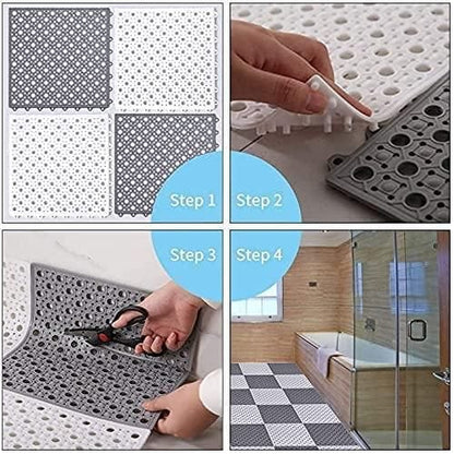 Plastic Bath Mat with Drain Holes and Drainage (Pack of 6)