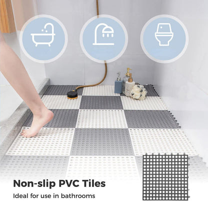 Plastic Bath Mat with Drain Holes and Drainage (Pack of 6)